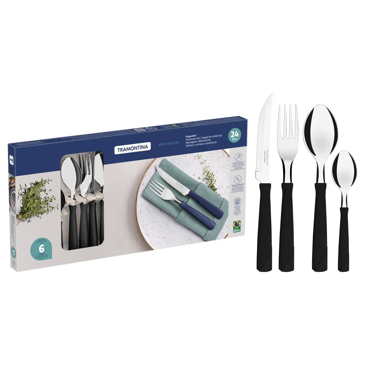 Combo Tramontina Linz y New Kolor batería y cubiertos 31 piezas — imagen 4 de 4
